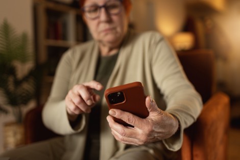 A woman using her phone