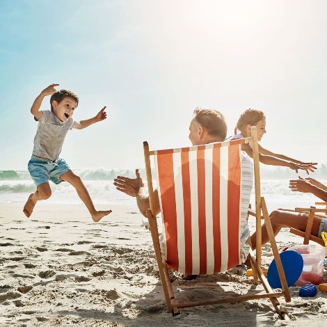 A family enjoying a day at the beach