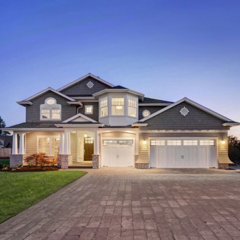 Front of house with lights on