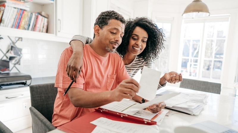 Couple looking at documents