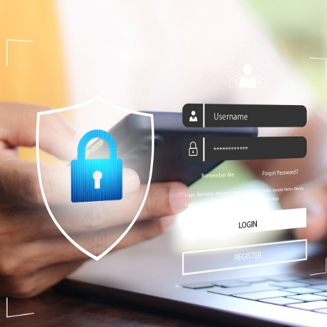 Website with secure payment on laptop screen