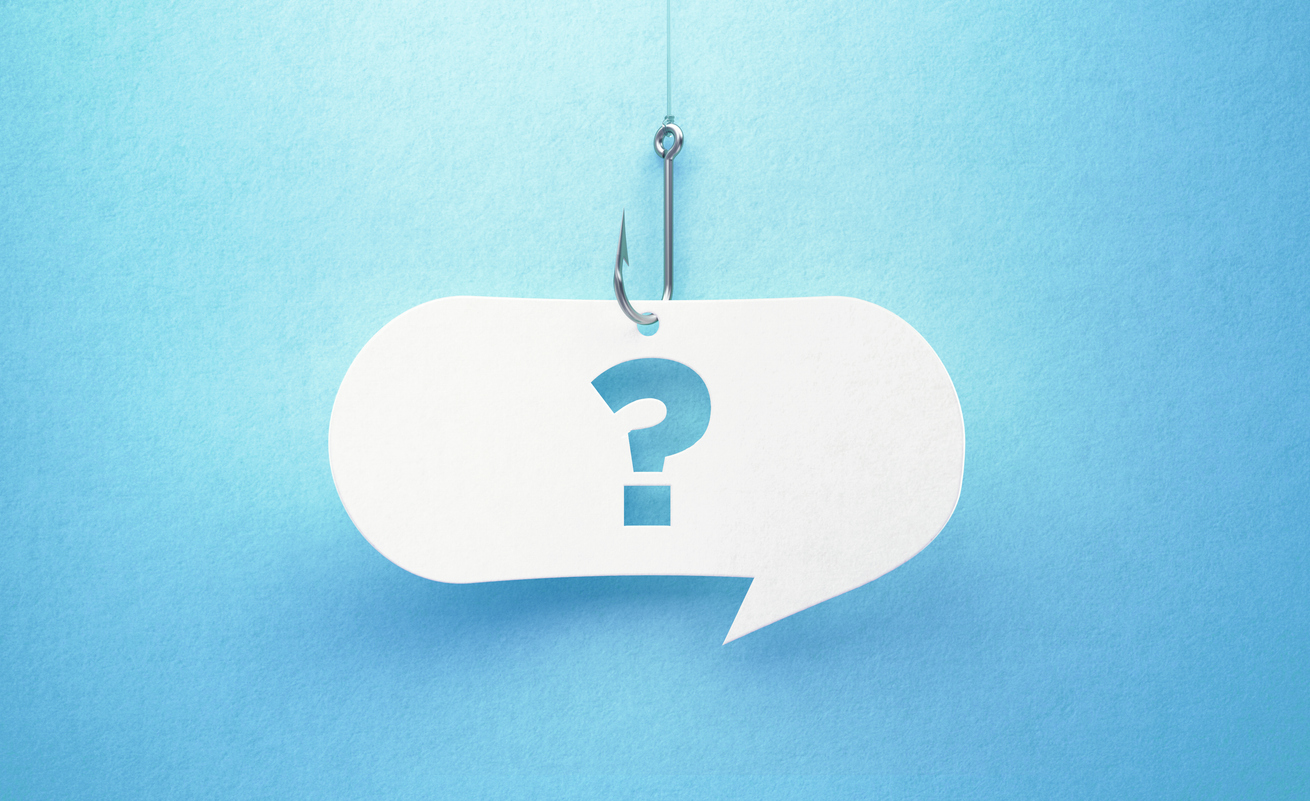 A question mark on a white background