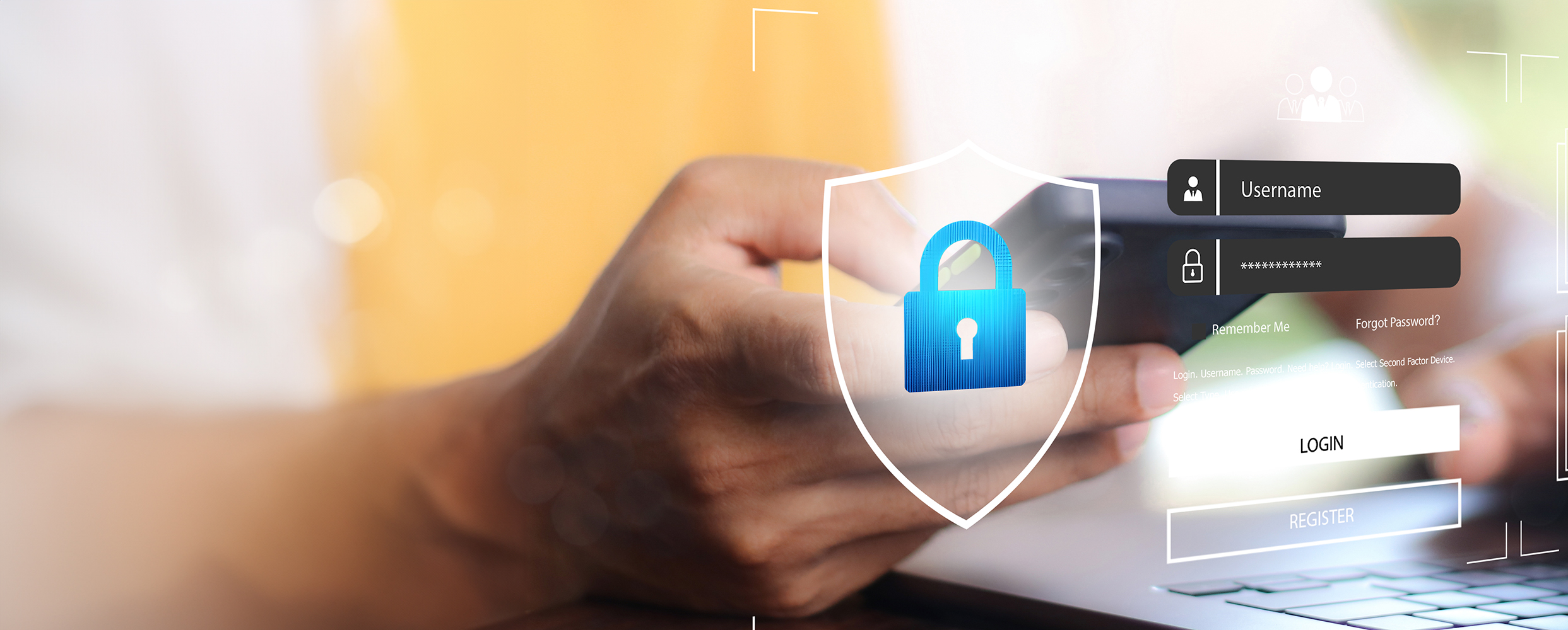 Website with secure payment on laptop screen