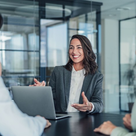 A woman sitting at a desk