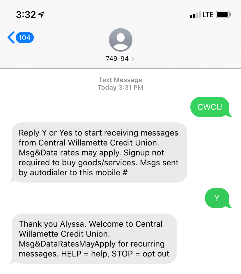 Texting is easy at CWCU